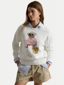Polo Ralph Lauren Sweter 211A12723001 Biały Relaxed Fit