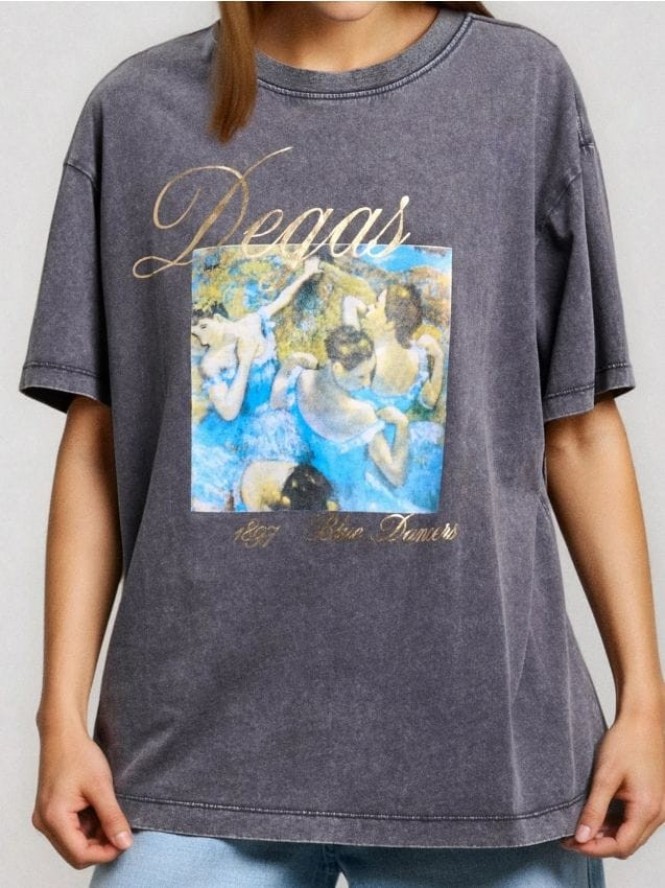 Bawełniana koszulka z nadrukiem - szary