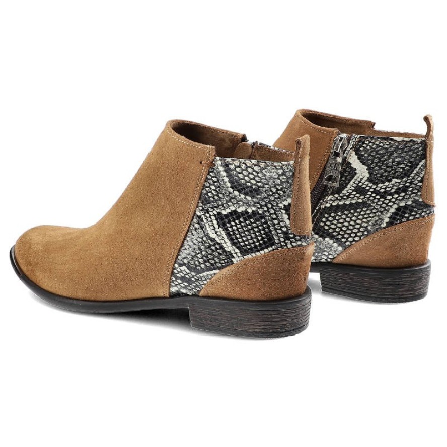 Brązowe Botki Carinii Damskie Wygodne Obuwie