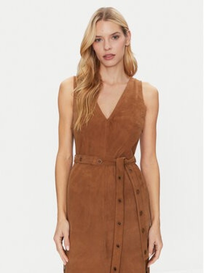 Munthe Sukienka skórzana Filom 251132025116 Brązowy Regular Fit