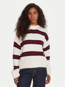 Tommy Jeans Sweter Badge DW0DW21679 Écru Relaxed Fit