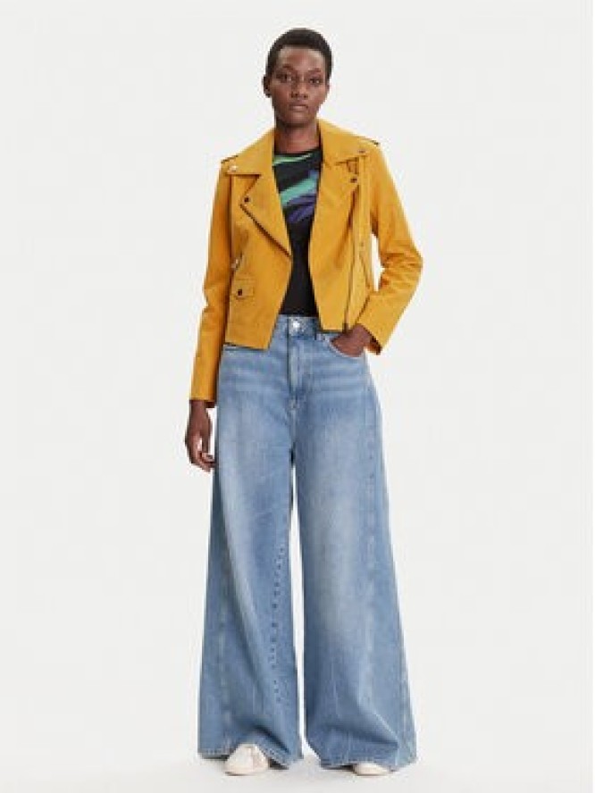 Desigual Kurtka z imitacji skóry Must 25WWEW69 Żółty Regular Fit