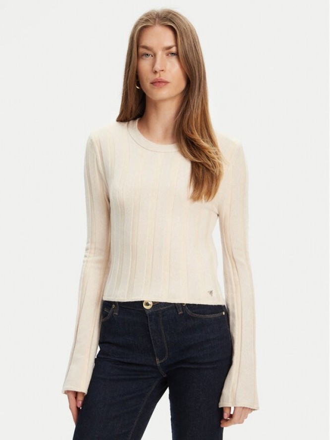 Guess Sweter W5YR13 Z3OT0 Beżowy Regular Fit
