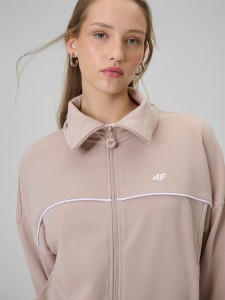 4F Bluza dresowa regular bez kaptura damska - beżowa XXL