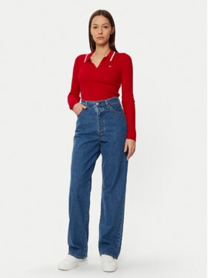 Tommy Jeans Sweter DW0DW19887 Czerwony Slim Fit