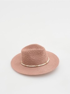 Kapelusz panama z paskiem - kremowy