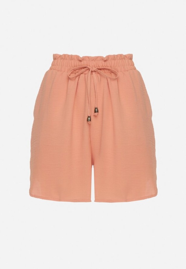 Pomarańczowe Luźne Szorty z Wysokim Stanem Mevindrae