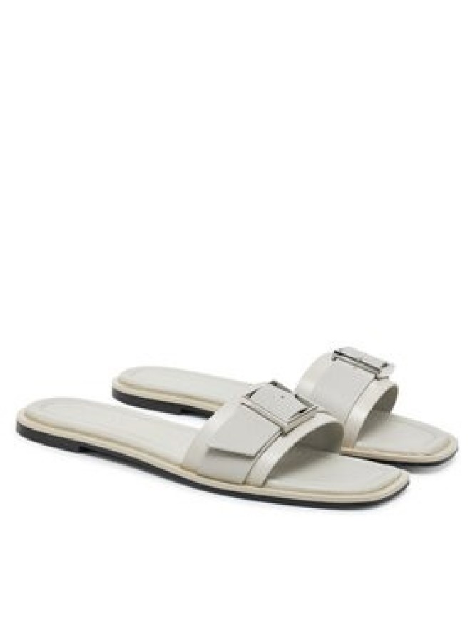 Calvin Klein Klapki Flat Slide W/Buckle - Lth HW0HW02490 Szary