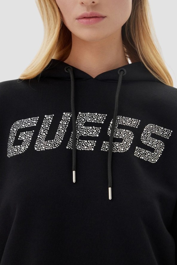 GUESS Сzarna bluza damska z cyrkoniami Primula, Rozmiar M