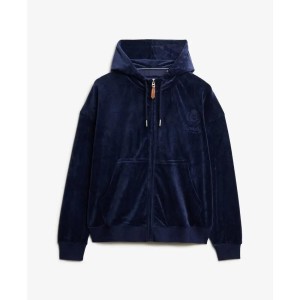 Kurtka dresowa z kapturem, rozpinana, welurowa dla kobiet Superdry Country Club