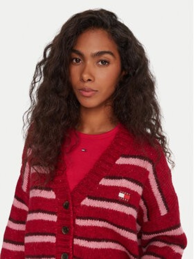 Tommy Jeans Kardigan Badge DW0DW21678 Czerwony Relaxed Fit