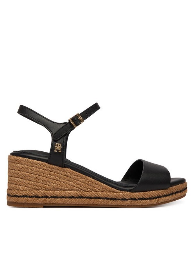 Tommy Hilfiger Espadryle Mid Wedge Espad Leather FW0FW09340 Czarny