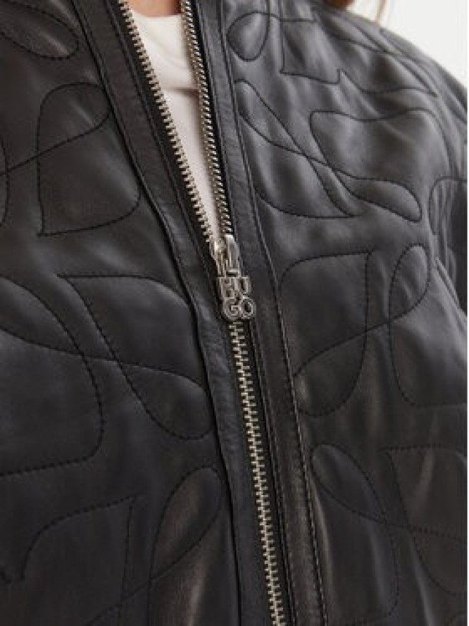 HUGO Kurtka skórzana Lesana 50542331 Czarny Relaxed Fit