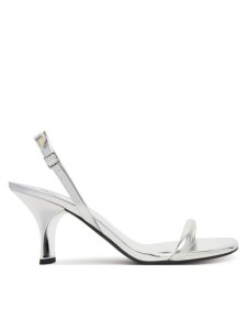 Calvin Klein Sandały Sculpt Kitt Heel Strappy Lth Met HW0HW02709 Srebrny