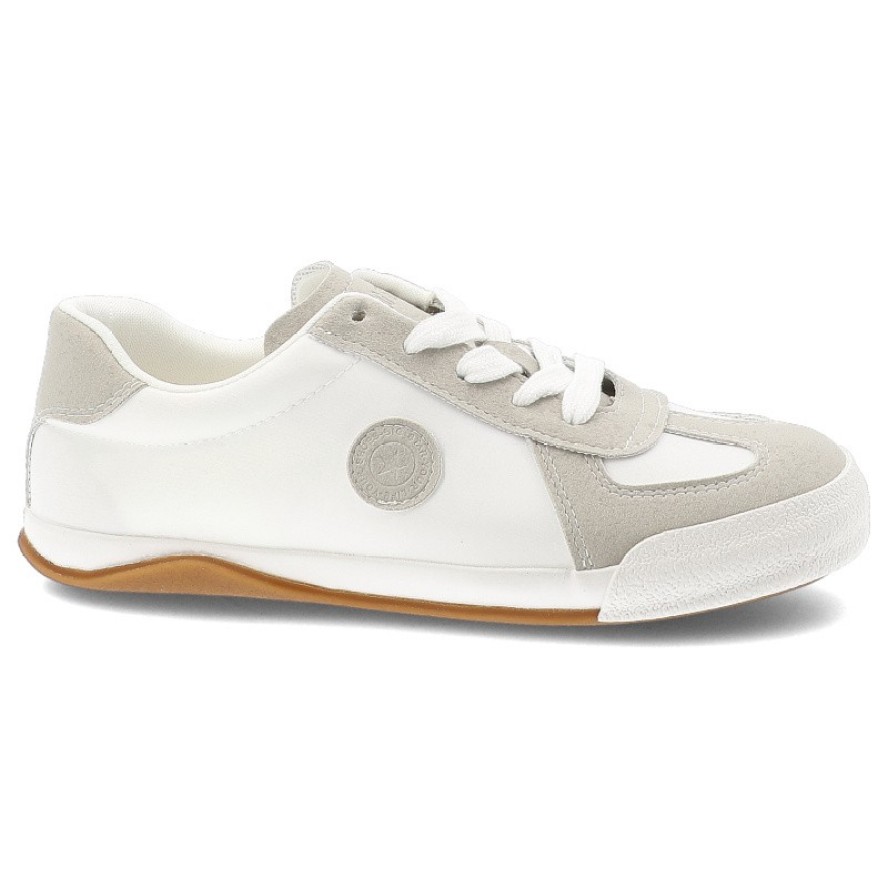 Trampki damskie Big Star, skóra naturalna zamszowe wstawki sznurowany fason klasyczna gumowa podeszwa okrągły nosek, białe, TT274145