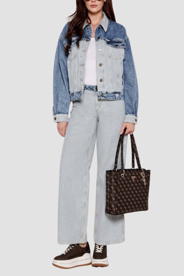 GUESS Brązowa damska shopperka logowana Noelle Tote