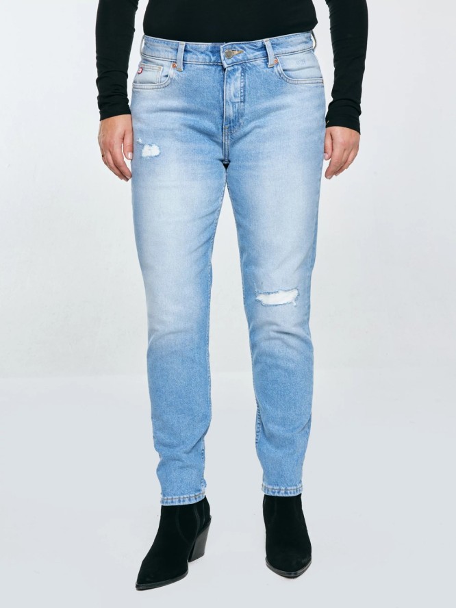 Jeansy damskie z podszytymi dziurami niebieskie Maggie 233