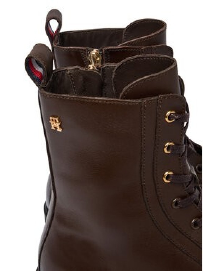 Tommy Hilfiger Trzewiki TH Stud Leather Lace-Up Boot FW0FW09571 Brązowy