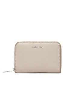 Calvin Klein Portfel Foil Logo Medium Zip Around LV04F1091G Beżowy