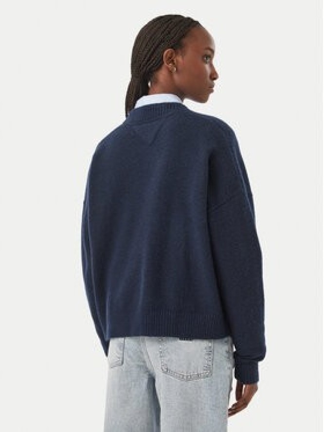 Tommy Jeans Kardigan Fluffy Badge DW0DW23830 Granatowy Regular Fit