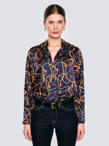 Koszula damska z nadrukiem granatowa Dorta 403