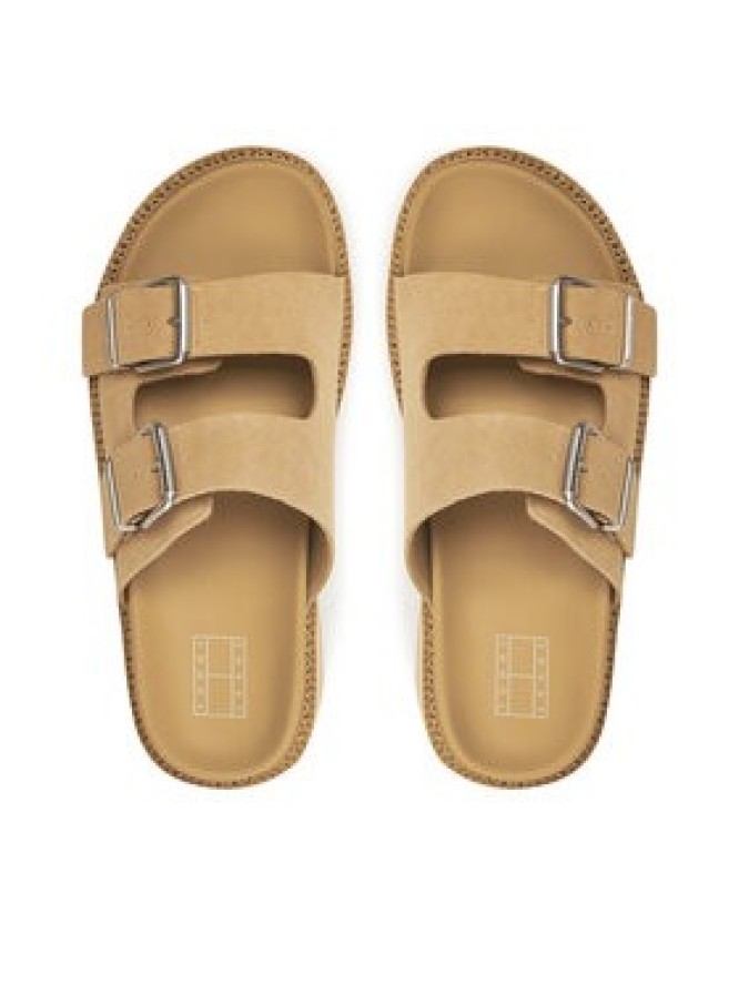 Tommy Jeans Klapki Tjw Double Strap Sandal Suede EN0EN02797 Brązowy