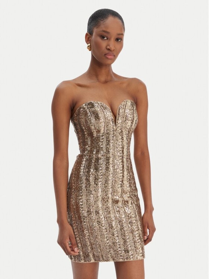 Marciano Guess Sukienka koktajlowa 6RGK00 6357A Złoty Slim Fit