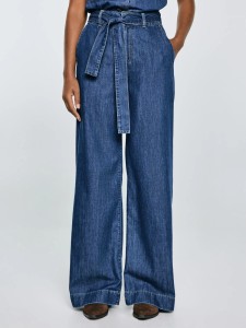 Jeansy damskie wide z paskiem granatowe Julii 398