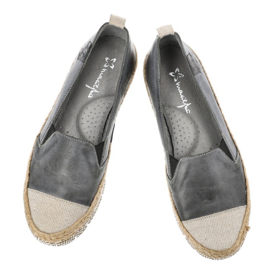 Szare Espadryle Maciejka Wygodne Wsuwane Buty Damskie