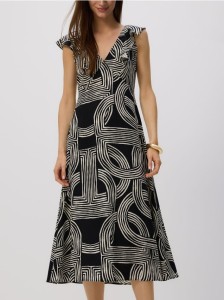 Sukienka midi z lyocellu - czarny