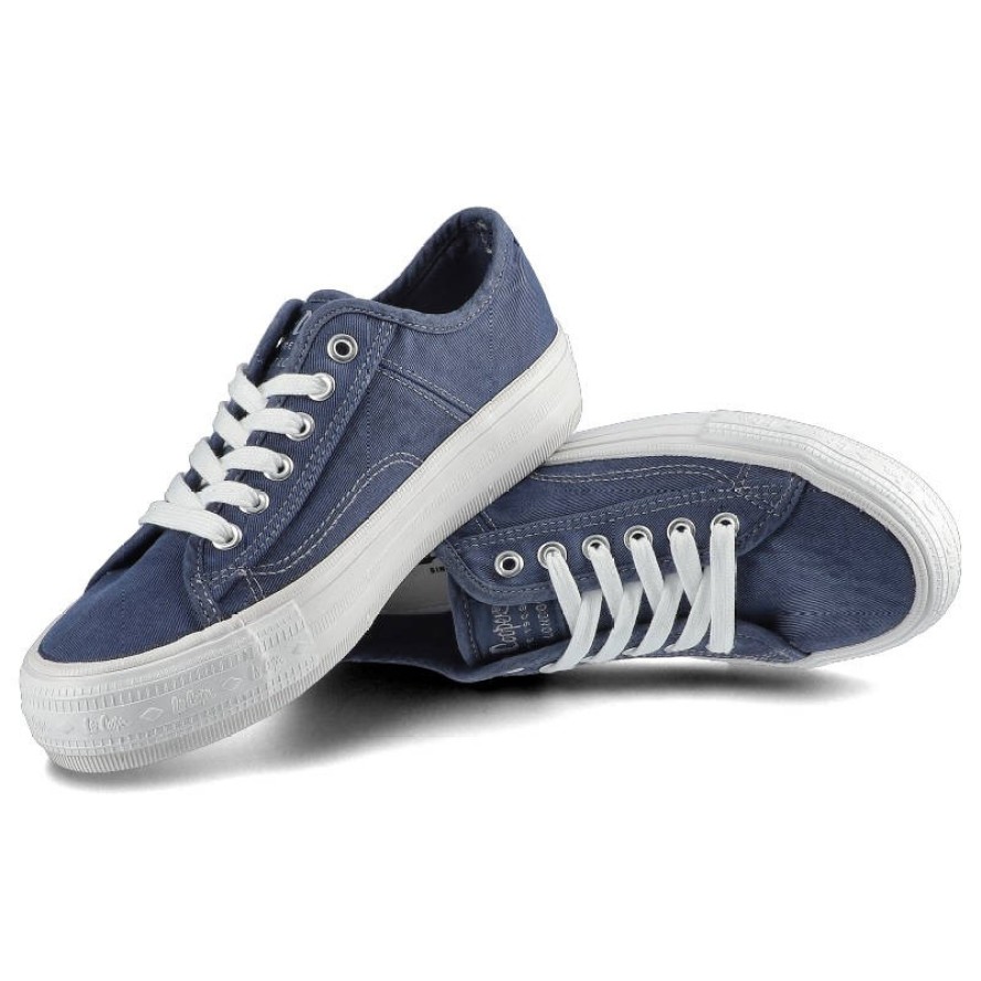 Trampki damskie Lee Cooper, sznurowany fason cholewka tekstylna płócienna niska cholewka przed kostkę gruba platformowa podeszwa gładka klasyczna for