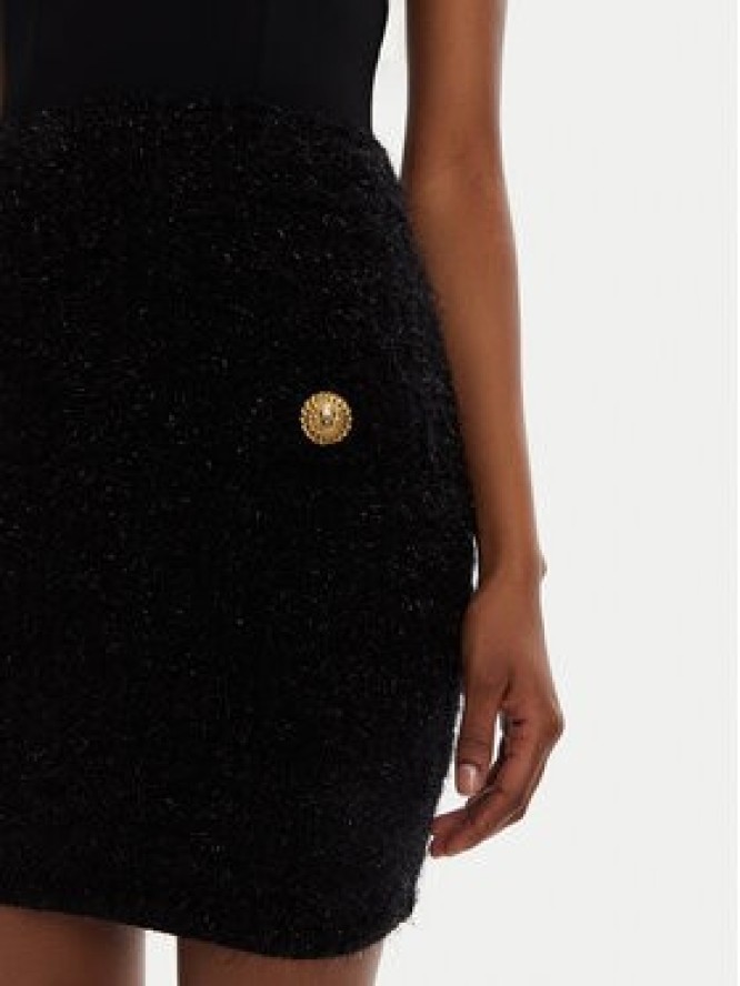 Balmain Spódnica mini DF1LB015KG43 Czarny Slim Fit