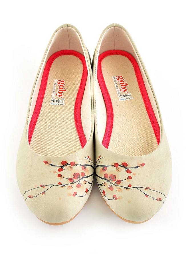 Goby Skórzane baleriny w kolorze beżowym rozmiar: 40