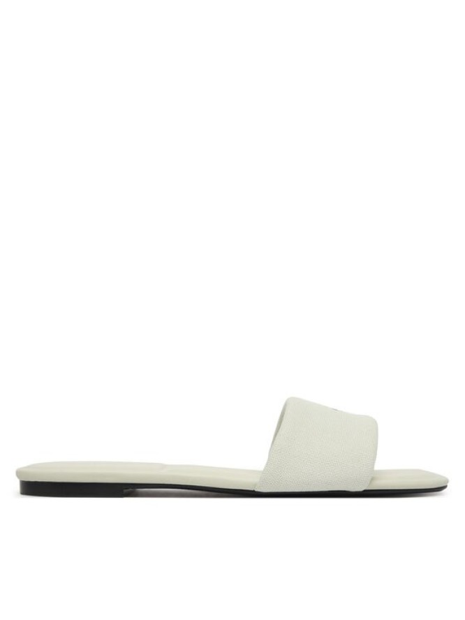 Calvin Klein Klapki Square Flat Sndl Canvas Hw HW0HW03129 Biały