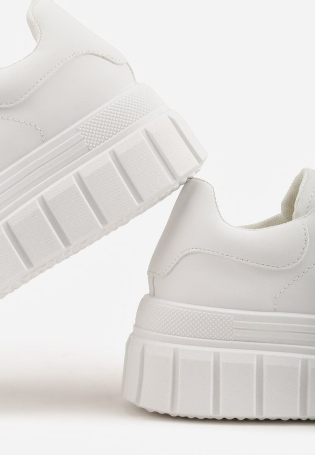 Białe Sneakersy VICES na Platformie w Stylu Chunky z Perforacją Hypsyllis