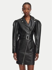 KARL LAGERFELD Sukienka z imitacji skóry B3W13001 Czarny Regular Fit