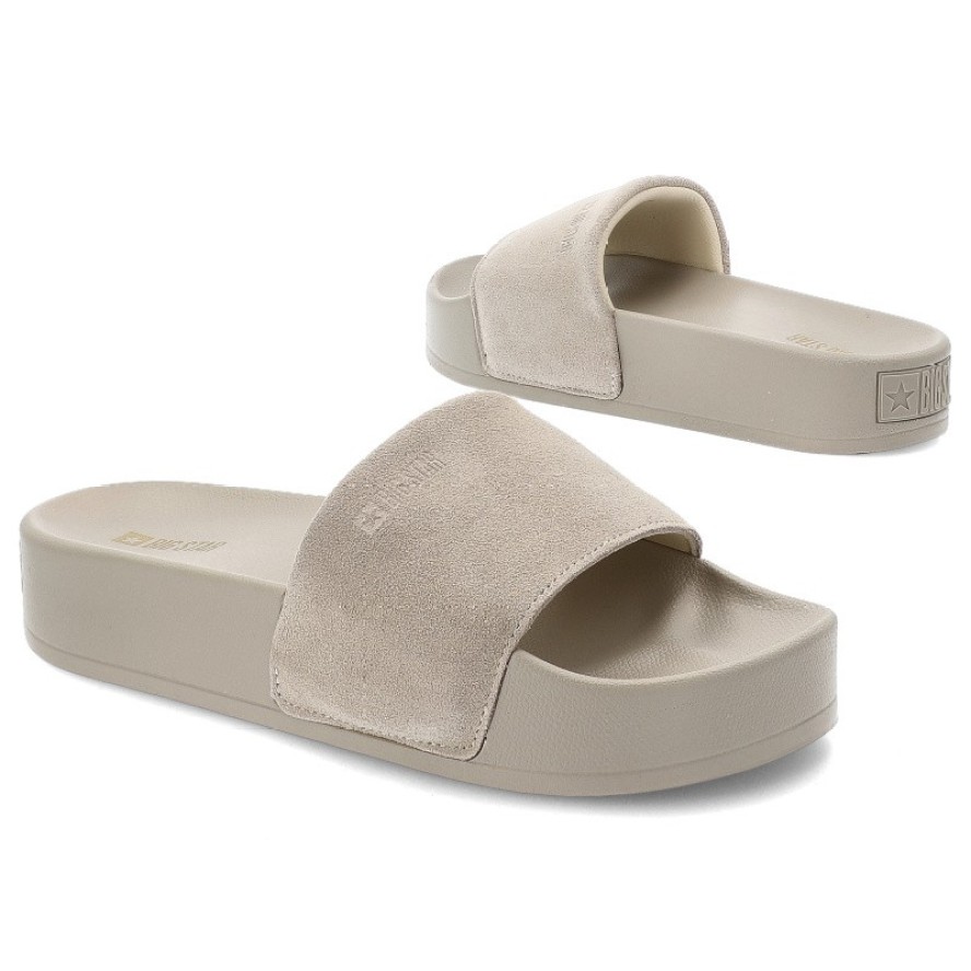 Beżowe Klapki Big star Stylowe Obuwie Damskie