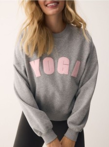 Bawełniana bluza z napisem - jasnoszary