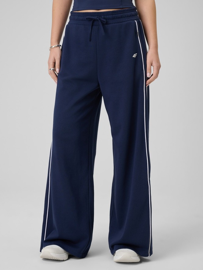 4F Spodnie dresowe z szerokimi nogawkami damskie - granatowe XS