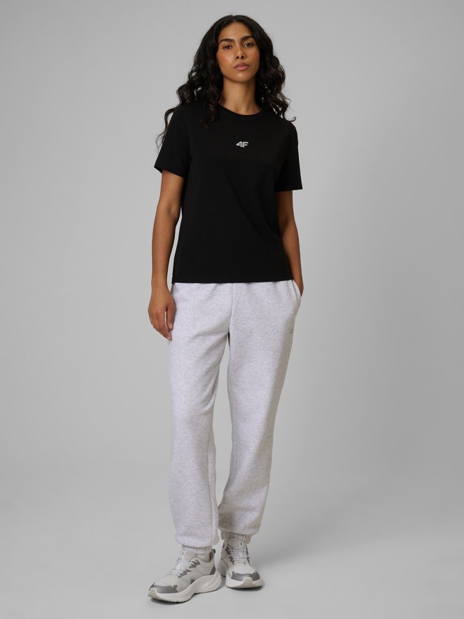 4F T-shirt regular gładki damski - czarny XXL