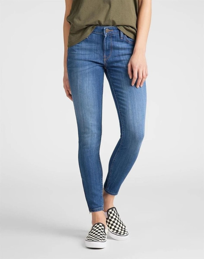 LEE SCARLETT CROPPED DAMSKIE SPODNIE JEANSOWE JEANSY DŻINSY RURKI 112106375