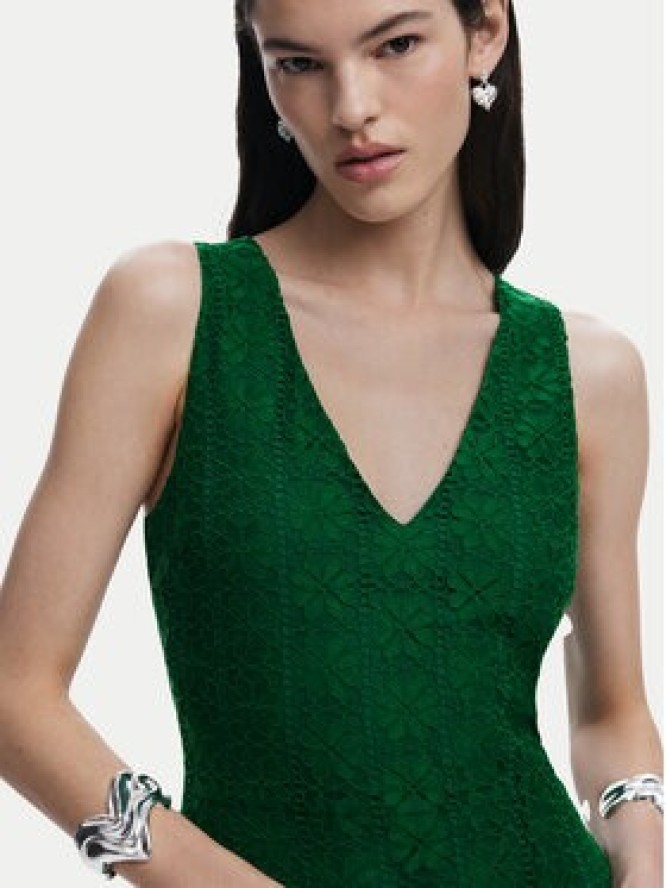 Desigual Sukienka koktajlowa 25SWVW53 Zielony Slim Fit