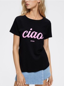 Bawełniany t-shirt z nadrukiem - czarny