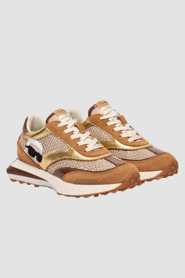 KARL LAGERFELD Jasnobrązowe damskie sneakersy z cyrkoniami ZONE NFT GEMSTONE, Rozmiar 36