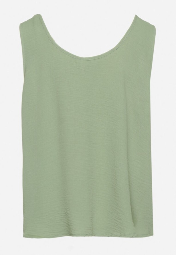 Jasnozielony Top na Szerokich Ramiączkach Zdobiony Guzikami Jenadorea