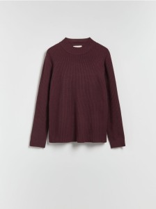 Prążkowany sweter - mahoniowy