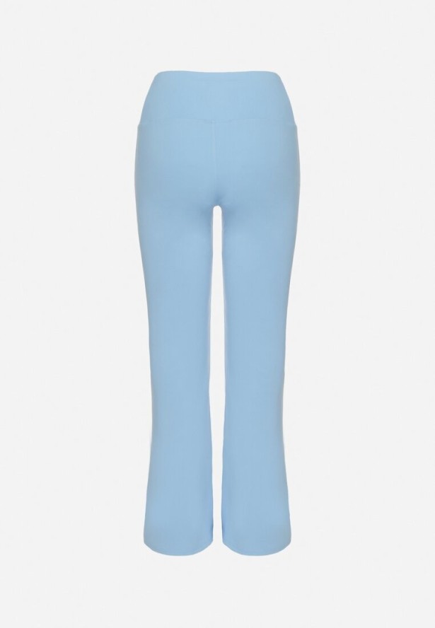 Niebieskie Legginsy Dzwony z Wysokim Stanem i Szeroką Gumką w Talii Idoreia