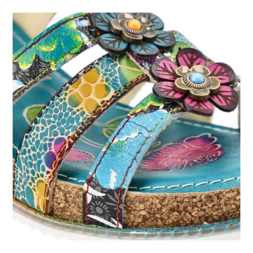 Niebieskie Sandały Laura Vita Eleganckie Obuwie Damskie