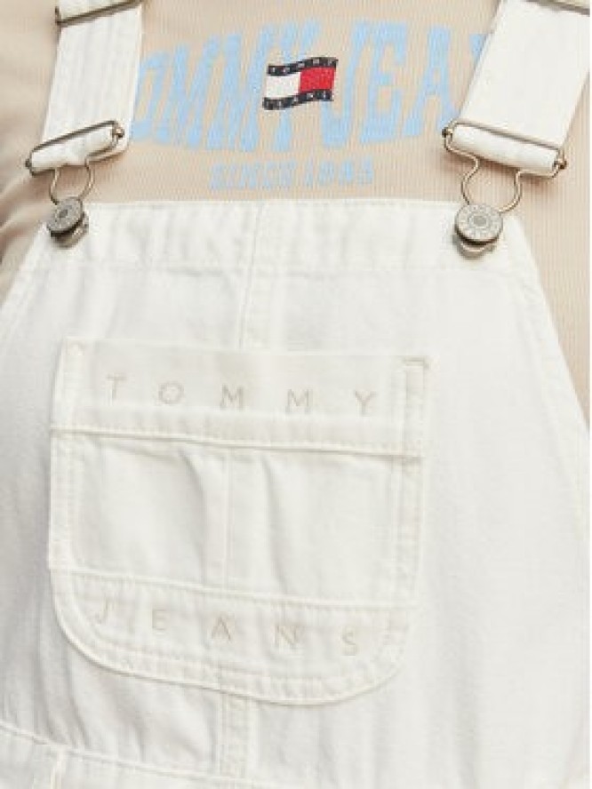 Tommy Jeans Sukienka jeansowa Logo Pocket Dungaree DW0DW22002 Biały Regular Fit