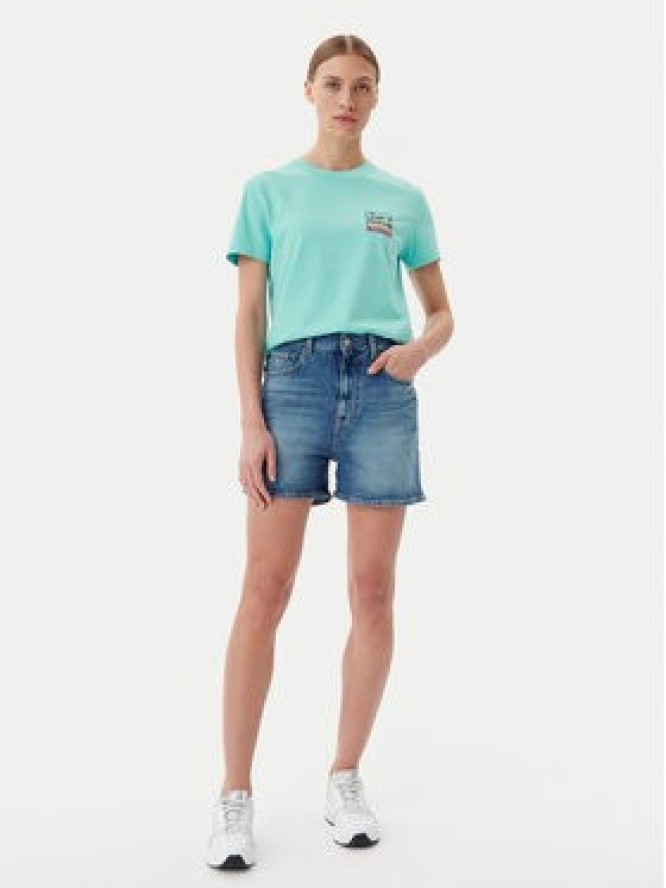 Quiksilver T-Shirt EQWZT03181 Turkusowy Relaxed Fit